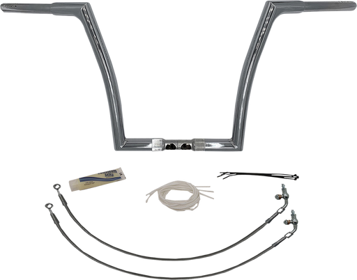FAT BAGGERS INC. 1-1/4" EZ Install Flat Top Handlebar Kit - 14" - Chrome 709314