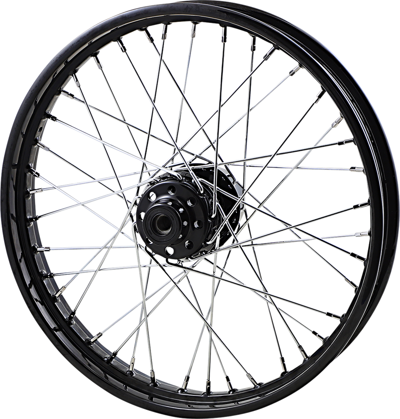DRAG SPECIALTIES Replacement Front Laced 40 Spoke Wheel - Gloss Black - 21x2.15 - '84-'96 Softail/Wide Glide