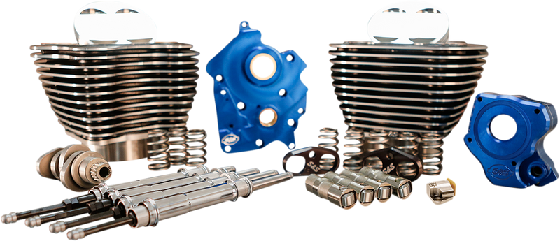 S&S CYCLE 128" Power Package Engine Performance Kit - Chain Drive - Black Granite with Highlighted Fins