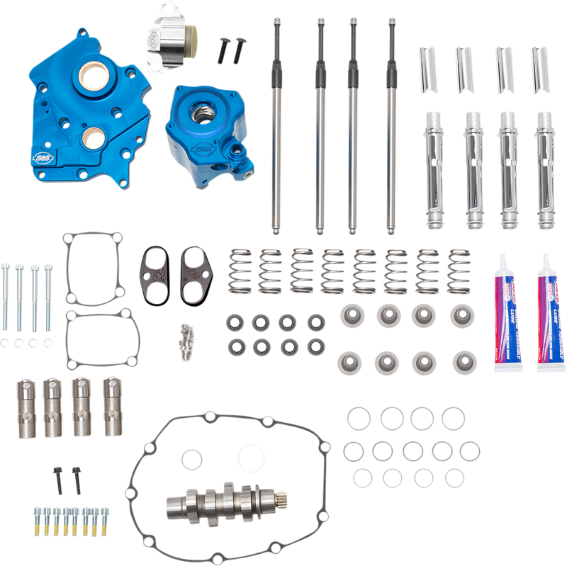 S&S CYCLE Cam Chest Kit with Plate - Chain Drive - Water Cooled - 540 Cam - Chrome Pushrods - M8