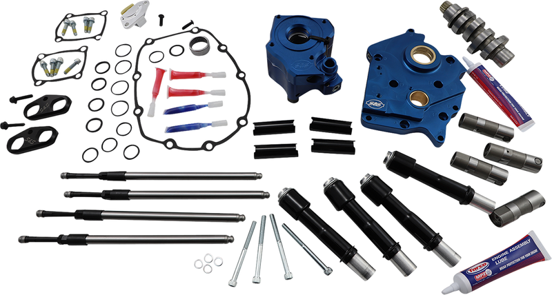 S&S CYCLE Cam Chest Kit with Plate - Chain Drive - Water Cooled - 465 Cam - Black Pushrods - M8