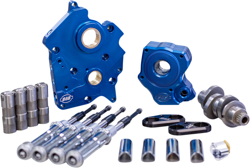 S&S CYCLE Cam Chest Kit with Plate - Chain Drive - Oil Cooled - 465 Cam - Chrome Pushrods - M8