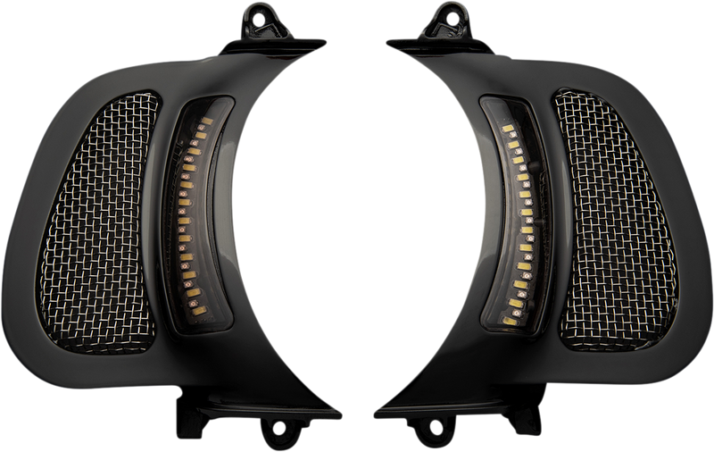 CUSTOM DYNAMICS Genesis® 4 Dynamic LED Road Glide® Vent Inserts - Black w/ Stainless Mesh