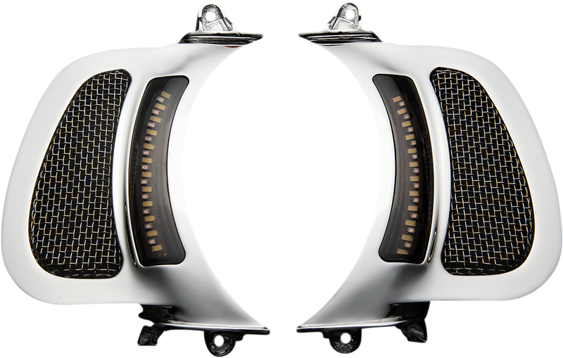 CUSTOM DYNAMICS Genesis® 4 Dynamic LED Road Glide® Vent Inserts - Chrome w/ Stainless Mesh