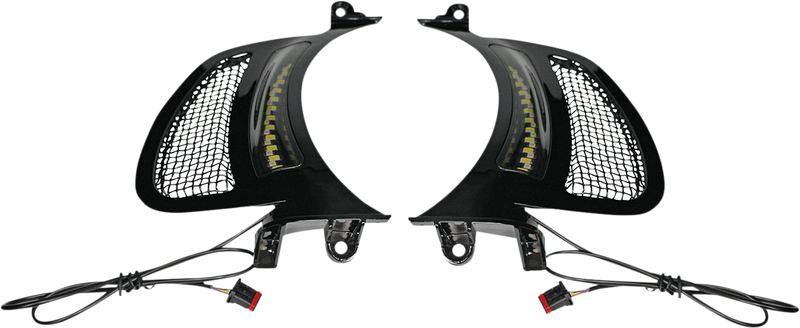 CUSTOM DYNAMICS Genesis® 4 Dynamic LED Road Glide® Vent Inserts LED Vent Insert - Amber/White - Black w/ Black Mesh