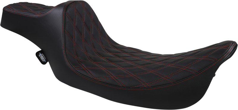 DRAG SPECIALTIES Extended Reach Predator III Seat - Double Diamond - Red Stitching - Touring '99-'07
