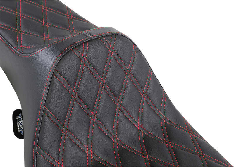 DRAG SPECIALTIES Extended Reach Predator III Seat - Double Diamond - Red Stitching - Touring '99-'07