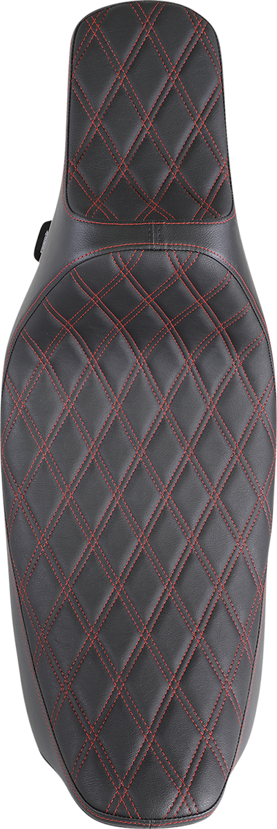 DRAG SPECIALTIES Extended Reach Predator III Seat - Double Diamond - Red Stitching - Touring '99-'07
