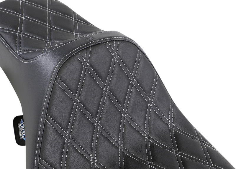 DRAG SPECIALTIES Extended Reach Predator III Seat - Double Diamond - Silver Stitching - Touring '99-'07