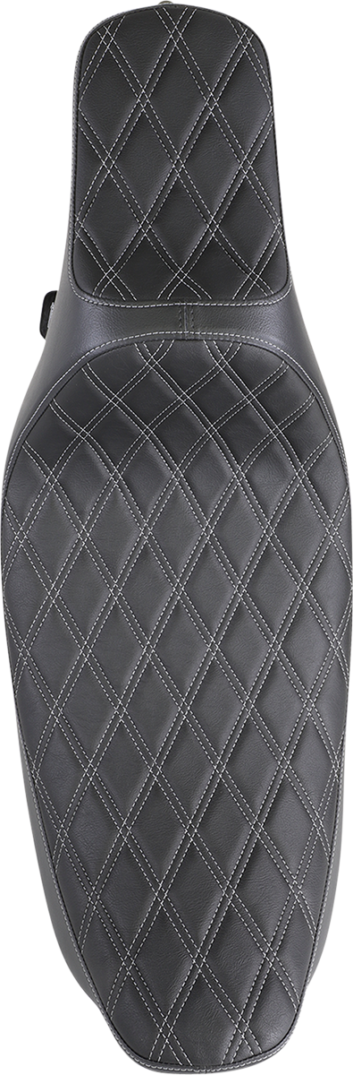 DRAG SPECIALTIES Extended Reach Predator III Seat - Double Diamond - Silver Stitching - Touring '99-'07