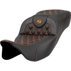 SADDLEMEN Roadsofa™ Seat - without Backrest - Orange Lattice Stitch - Touring '23.5-'25