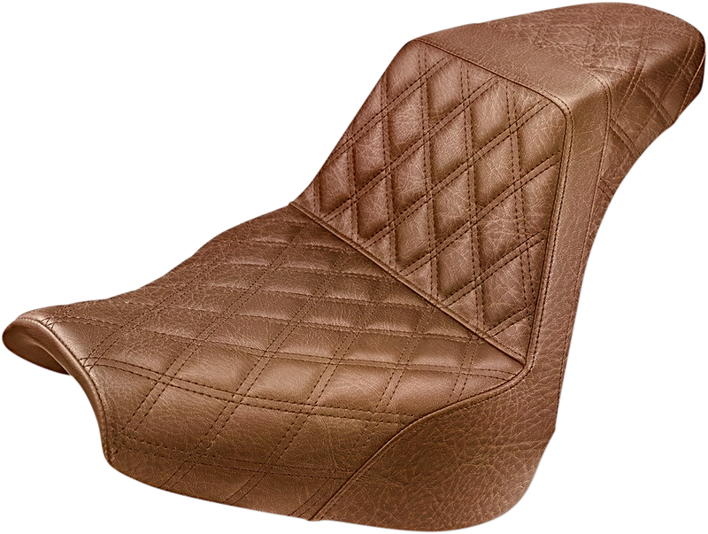 SADDLEMEN Step-Up Seat - Full Lattice Stitch - Brown - Softail '18-'20