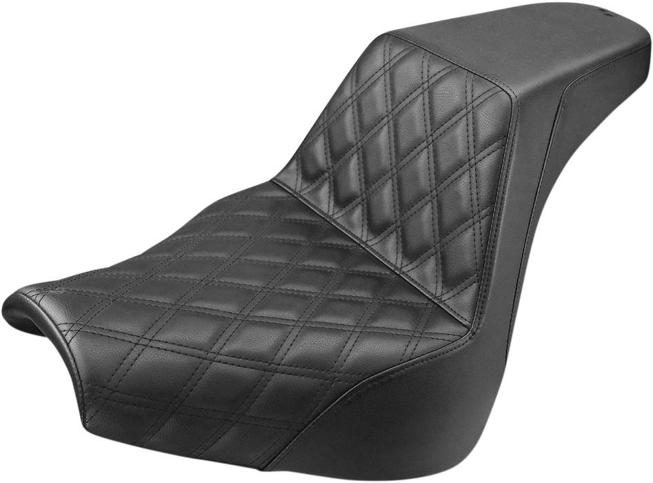 SADDLEMEN Step-Up Seat - Front Lattice Stitch - Black - '18-'20 SOFTAIL
