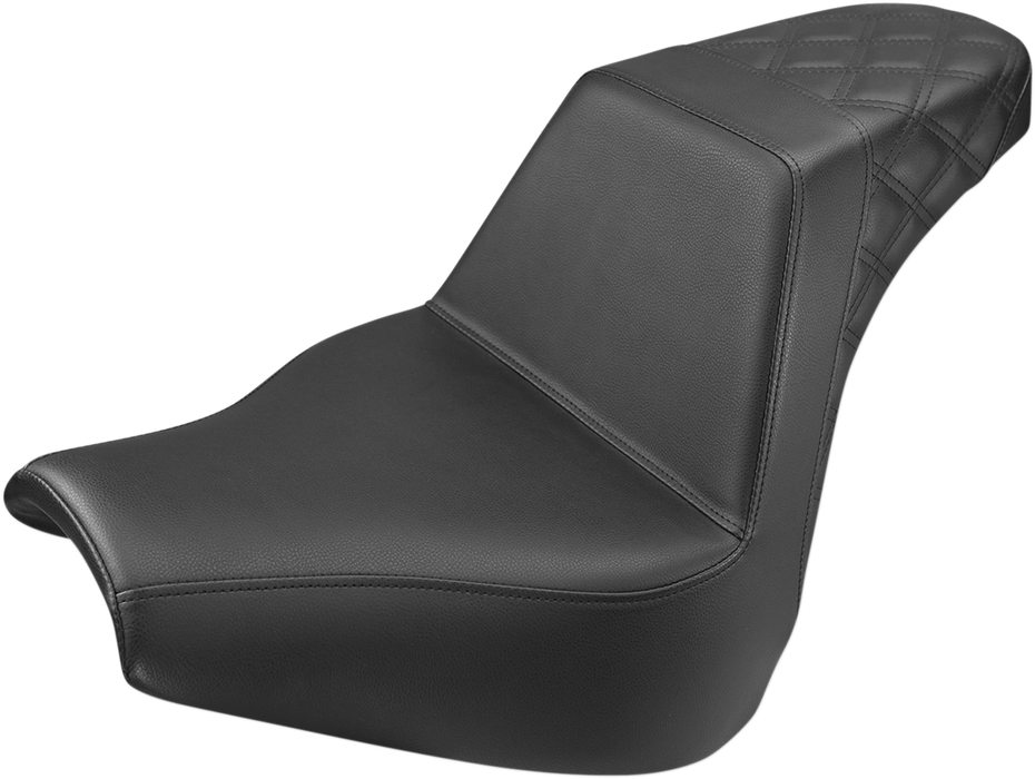 SADDLEMEN Step-Up Seat - Rear Lattice Stitch - Black - '18-'20 SOFTAIL