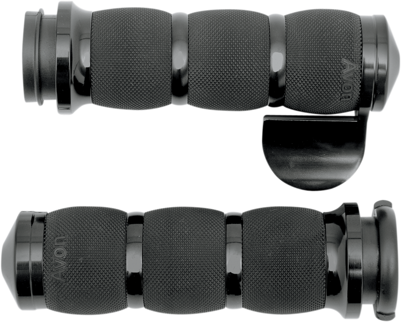 AVON GRIPS 3-Ring Air Cushioned Grips - TBW - Includes Throttle Boss - Black - Touring '08-'23