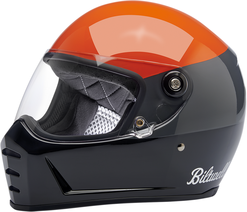 BILTWELL Lane Splitter Helmet - Gloss Podium Orange/Gray/Black
