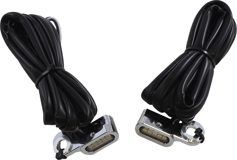 DRAG SPECIALTIES LED Handlebar Marker Lights - White/Amber - Clear Lens - Chrome