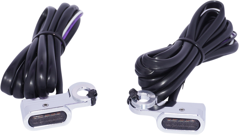 DRAG SPECIALTIES LED Handlebar Marker Lights - White/Amber - Smoke Lens - Chrome