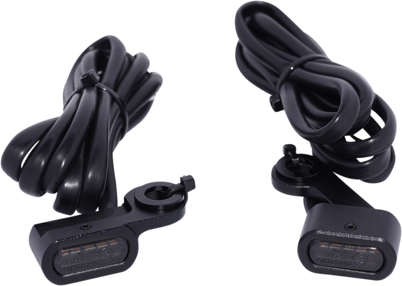 DRAG SPECIALTIES LED Handlebar Marker Lights - Amber/White - Smoke Lens - Matte Black