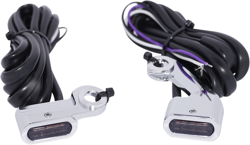 DRAG SPECIALTIES LED Handlebar Marker Lights - Amber/White - Smoke Lens - Chrome