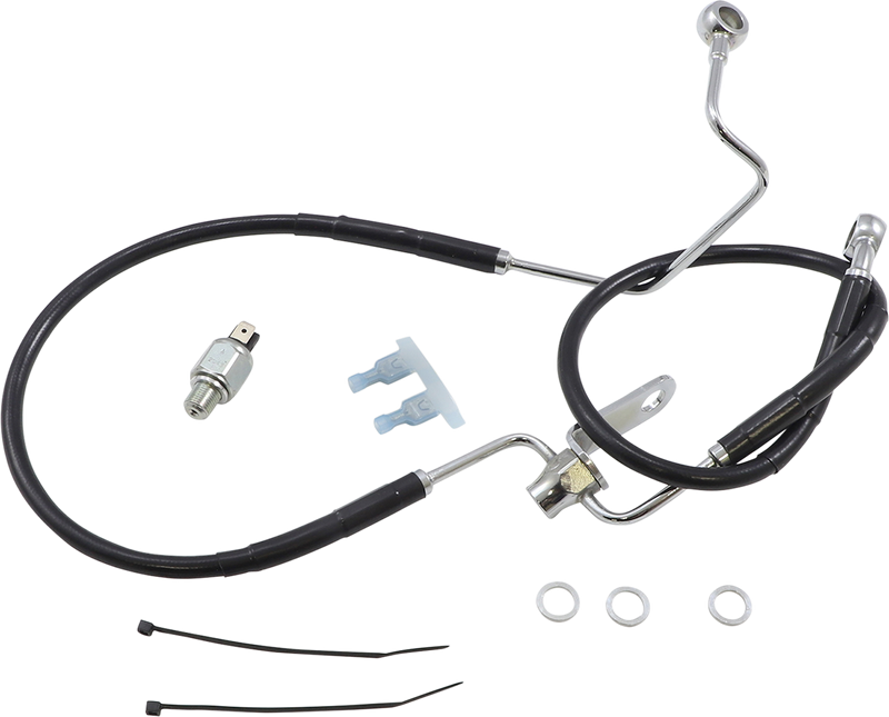 DRAG SPECIALTIES Extended Length Black Vinyl Brake Line Kit - Rear - +3" - ABS - FL/FX '11-'17