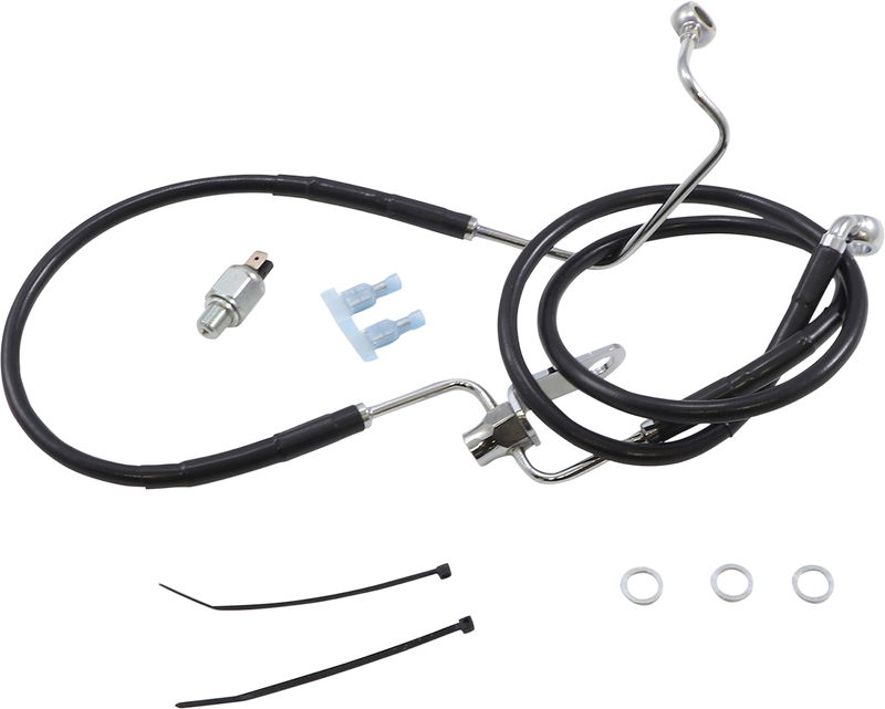 DRAG SPECIALTIES Extended Length Black Vinyl Brake Line Kit - Rear - +3" - Non ABS - FL/FX '11-'17