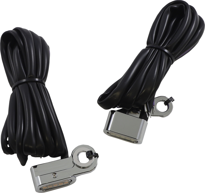 DRAG SPECIALTIES LED Handlebar Marker Lights - White/Amber - Clear Lens - Chrome