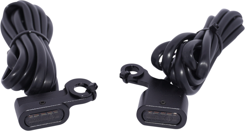 DRAG SPECIALTIES LED Handlebar Marker Lights - Amber/White - Smoke Lens - Matte Black