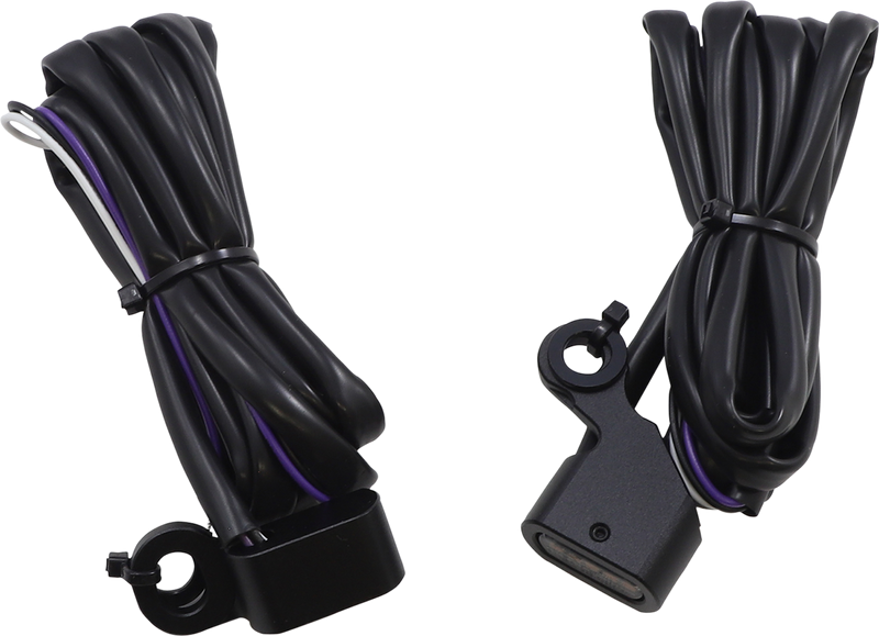 DRAG SPECIALTIES LED Handlebar Marker Lights - Amber/White - Smoke Lens - Matte Black