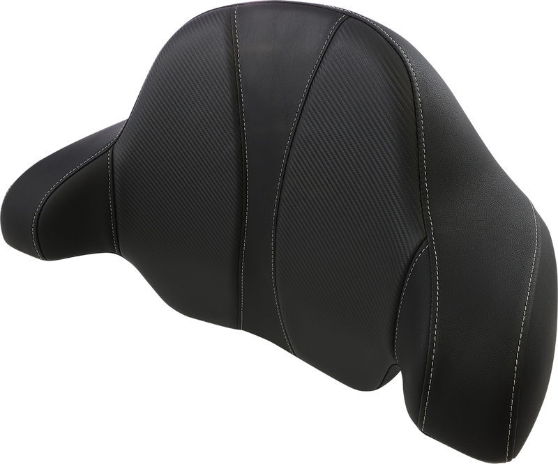 SADDLEMEN Tour Pac Backrest Pad - Dominator Seat - Black Carbon Fiber w/ Gray Stitching - '14-'23 TOURING