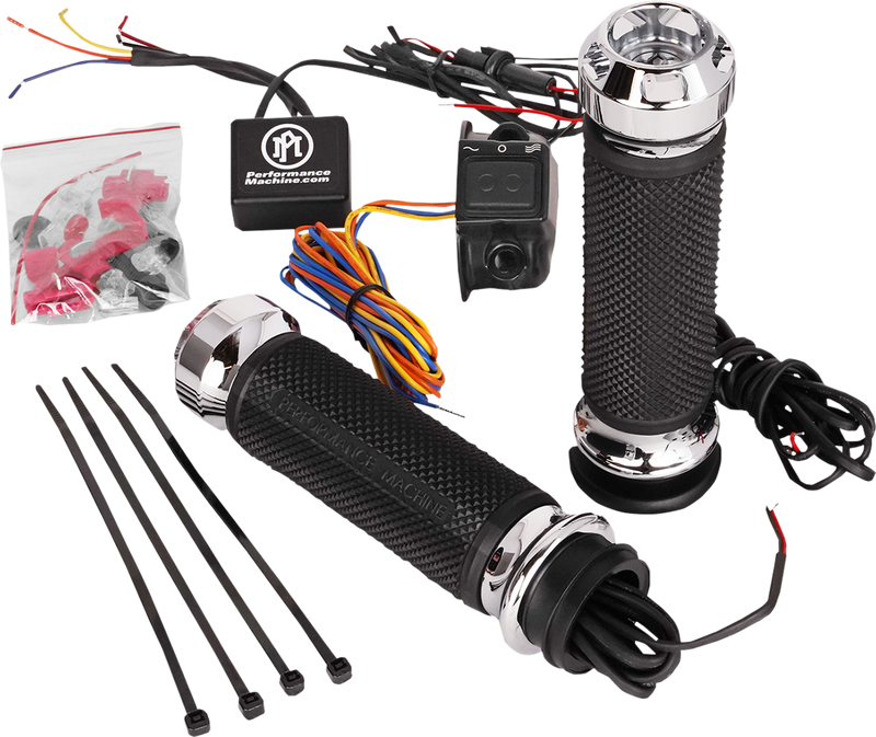 PERFORMANCE MACHINE (PM) Grips - Apex - Heated - TBW - Chrome - '08-'20