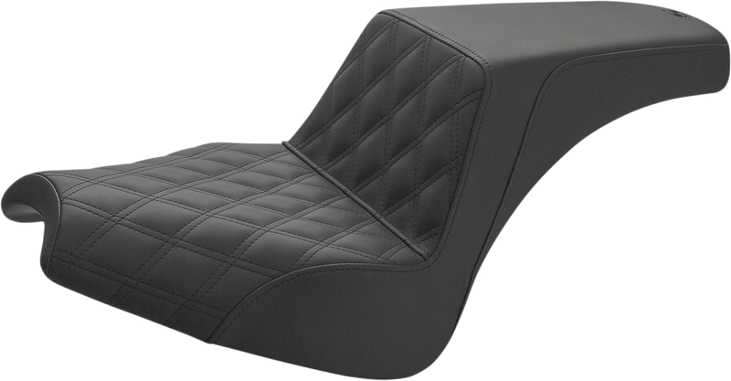 SADDLEMEN Step-Up Seat - Front Lattice Stitch/Rear Smooth - Black - Chief
