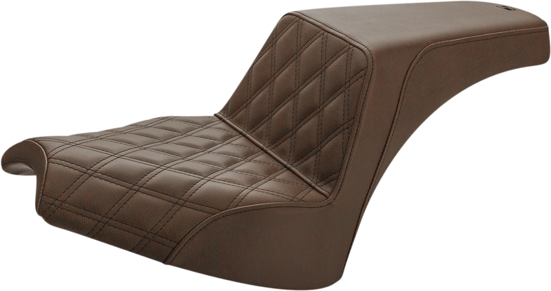 SADDLEMEN Step-Up Seat - Front Lattice Stitch/Rear Smooth - Brown - 2022 Indian Chief
