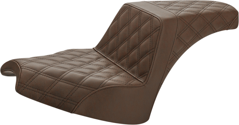 SADDLEMEN Step-Up Seat - Full Lattice Stitch - Brown - 2022 Indian Chief