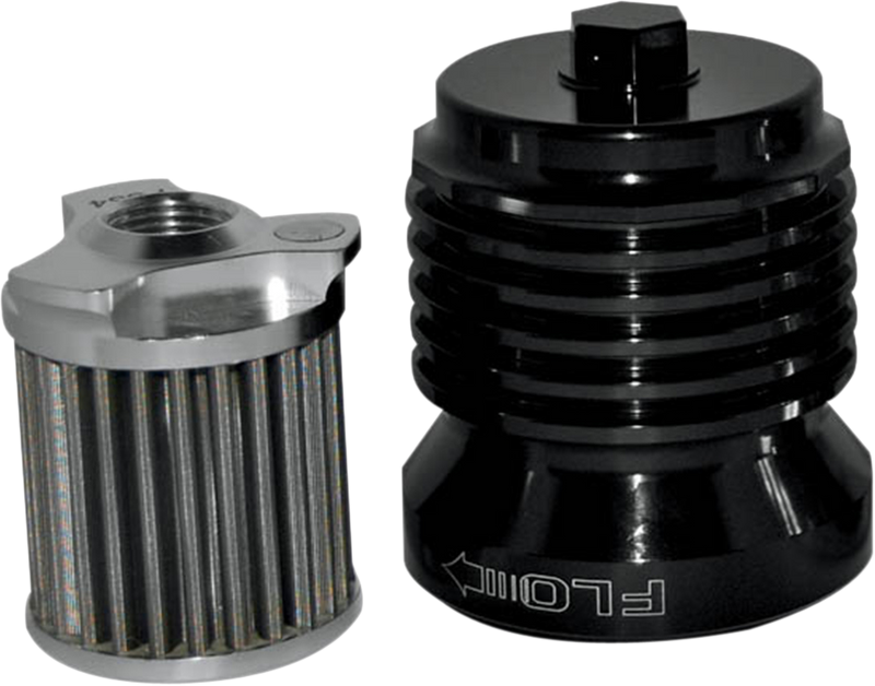 PC RACING Flo? "Spin-On" Oil Filter - Black Anodized - Aprilia/BMW/Buell/H-D/Moto Guzzi/Yamaha PCS4B