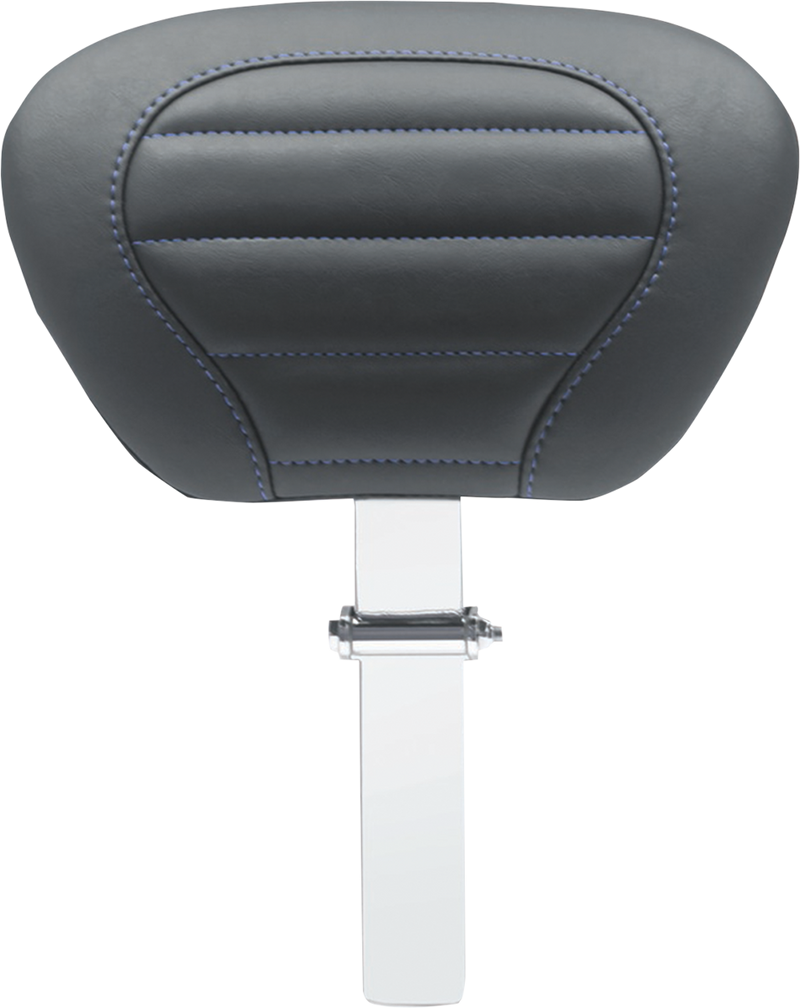 MUSTANG Deluxe Touring Removable Driver Backrest - Black with Sky Blue Stitching