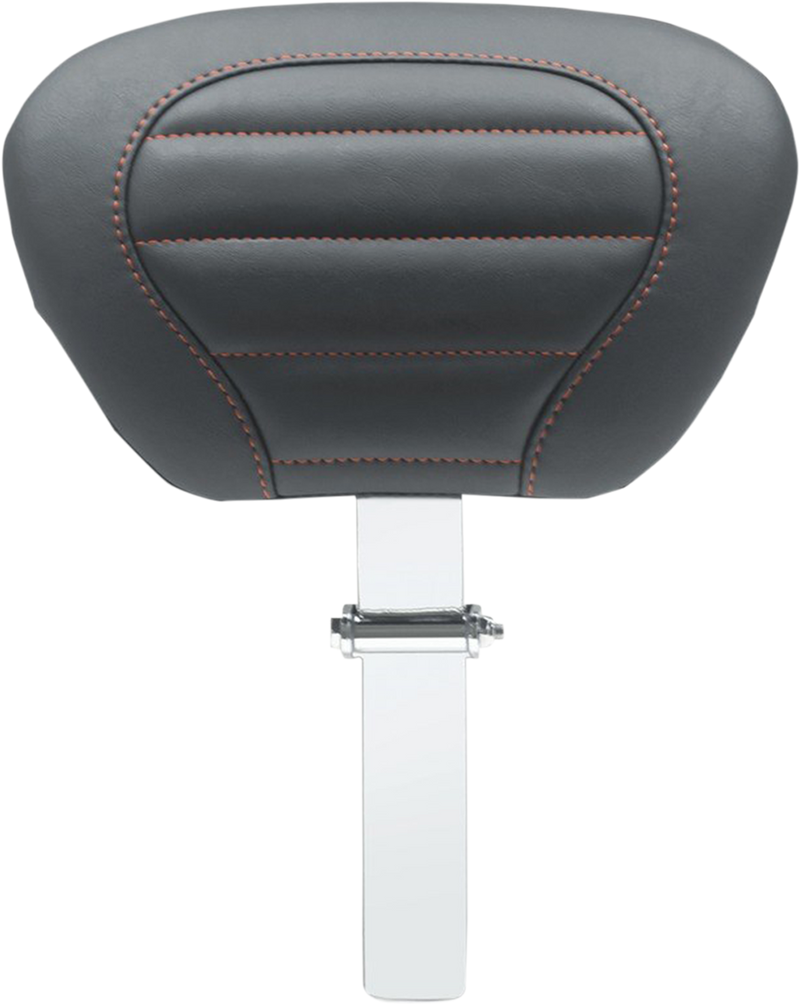 MUSTANG Deluxe Touring Removable Driver Backrest - Black with American Beauty Red Stitching