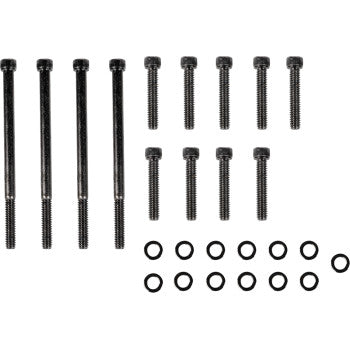 DRAG SPECIALTIES Bolt Kit - Outer Primary - Knurled/Socket-Head - Black/Chrome - M8