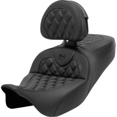 SADDLEMEN RoadSofa™ Seat - with Backrest - Carbon Fiber - Lattice Stitch - Touring '23.5-'25