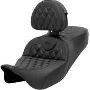 SADDLEMEN RoadSofa™ Seat - w/ Backrest - Carbon Fiber - Latt - Black