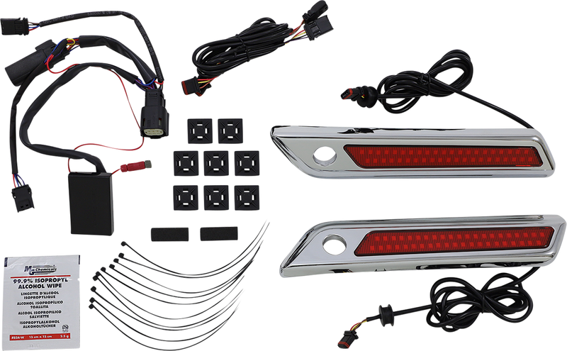 CUSTOM DYNAMICS Saddlebag Latch Dual Color Accent Lights - Red - Chrome