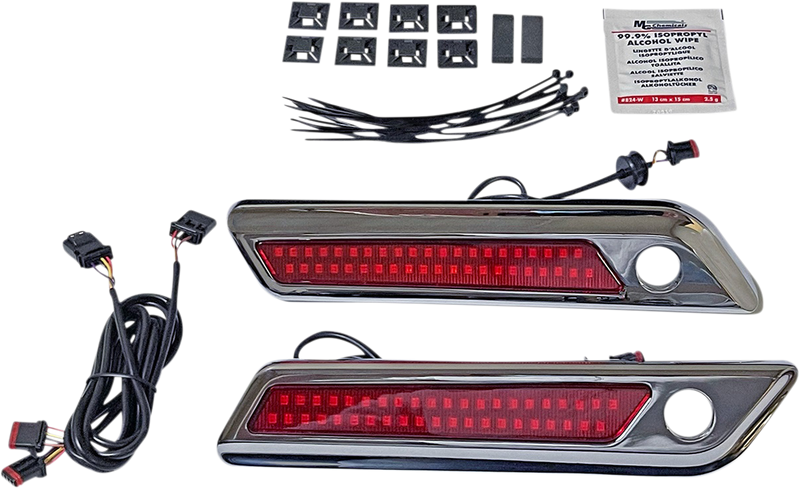 CUSTOM DYNAMICS Saddlebag Latch Dual Color Accent Lights - Red - Chrome