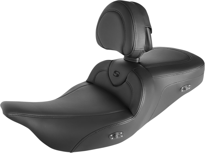 SADDLEMEN Roadsofa™ Seat - Heated - w/ Backrest - Black Stitching - Touring '08-'24