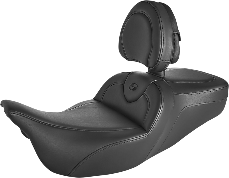SADDLEMEN Roadsofa™ Seat - with Backrest - Black/Black Stitch - Touring '08-'24