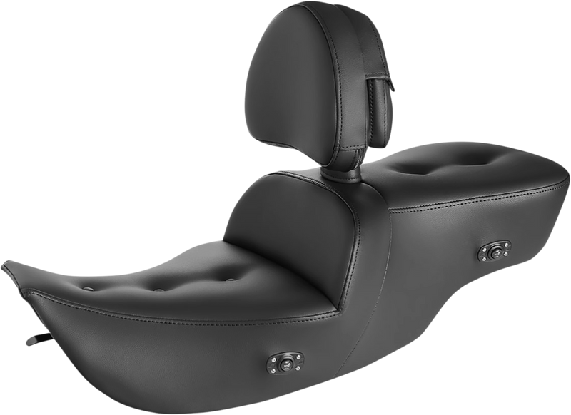 SADDLEMEN Roadsofa™ Pillow Top Seat - With Backrest - Heated - Black - Touring '97-'07