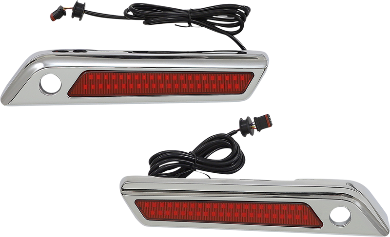 CUSTOM DYNAMICS Saddlebag Latch Dual Color Accent Lights - Red - Chrome