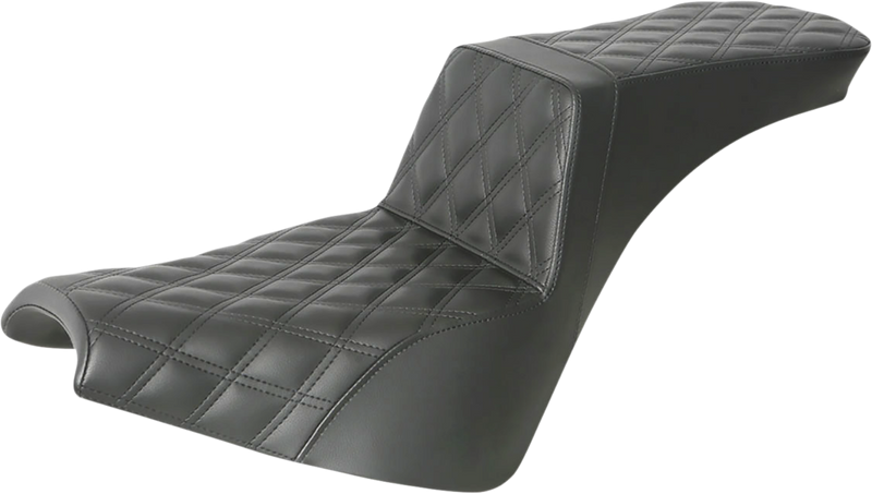 SADDLEMEN Step-Up Seat - Full Lattice Stitch - Black - Softail '18-'24