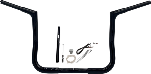 FAT BAGGERS INC. 1-1/4" EZ Install Flat Top Handlebar Kit - 12" - Black 719012-B