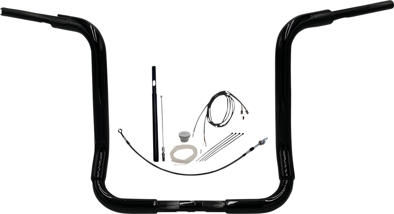 FAT BAGGERS INC. 1-1/2" EZ Install Rounded Top Handlebar Kit - 16" - Black 819416-B