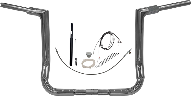 FAT BAGGERS INC. 1-1/2" EZ Install Flat Top Handlebar Kit - 14" - Chrome 619014